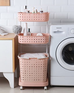 Multifunction Bathroom Shower Rolling Storage Racks 2/3-tier Laundry Basket Storage Racks Trolley