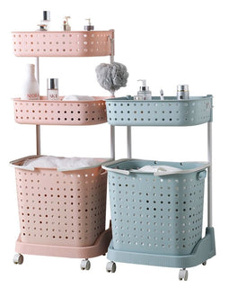 Multifunction Bathroom Shower Rolling Storage Racks 2/3-tier Laundry Basket Storage Racks Trolley