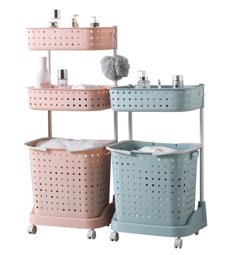Multifunction Bathroom Shower Rolling Storage Racks 2/3-tier Laundry Basket Storage Racks Trolley