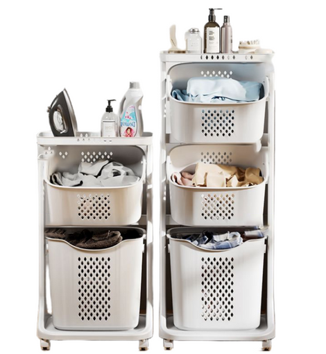 New bathroom portable laundry basket pulley Storage basket dirty clothes basket Japanese style double plastic dirty clothes