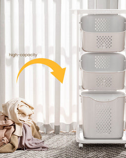 New bathroom portable laundry basket pulley Storage basket dirty clothes basket Japanese style double plastic dirty clothes