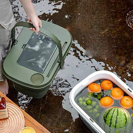 Outdoor Basket Portable Fruit Vegetable Plastic Picnic Baskets Rectangle Foldable Storage Multi-function Camping Basket