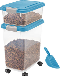 High Quality Material Pet Food Storage Bucket Double Layer with Wheels Sealed Storage Box