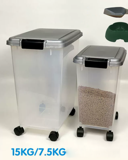 High Quality Material Pet Food Storage Bucket Double Layer with Wheels Sealed Storage Box