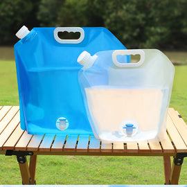 blue water storage with tap outdoor camping travel sports folding plastic