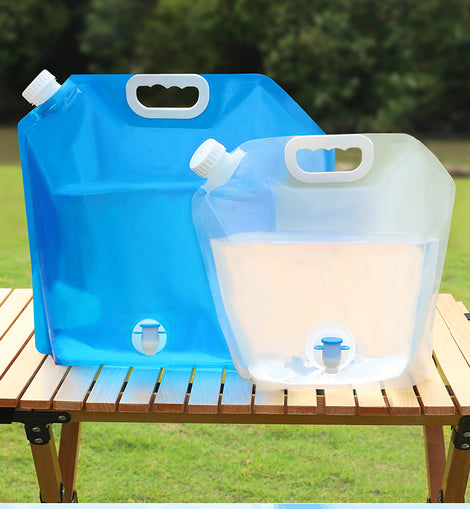 blue water storage with tap outdoor camping travel sports folding plastic