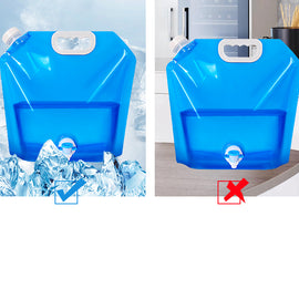 blue water storage with tap outdoor camping travel sports folding plastic
