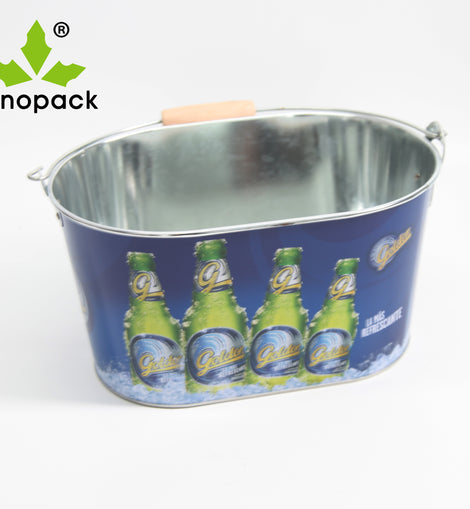 10qt ice bucket oval galvanized metal beer ice bucket with bottle opener