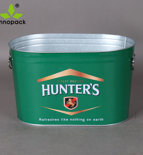 10qt Oval Ice Bucket Galvanized Metal Pail For Beer